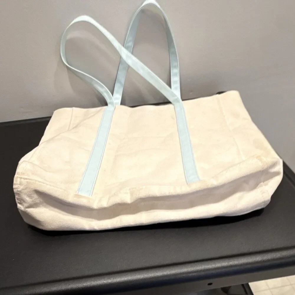 Marc Jacobs Perfect Tote Bag Ivory Light Blue Handles Cherry Charm Gold Hardware